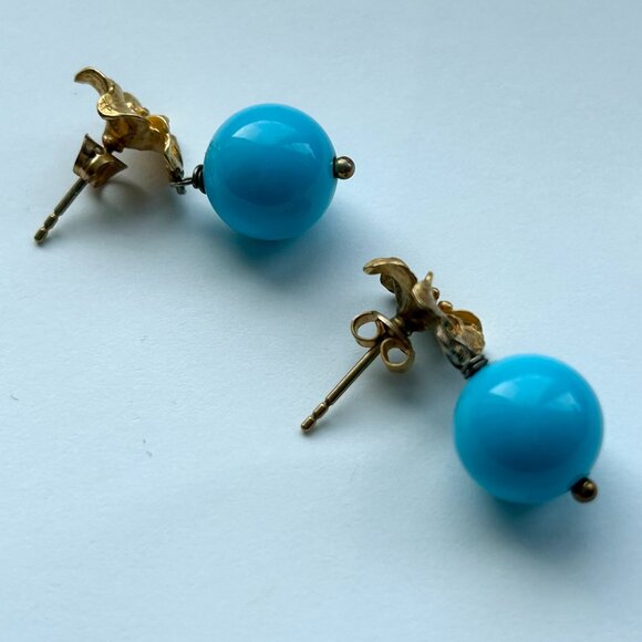 Sissy Yates Floral 24K Gold-Plate and Turquoise Drop Earrings - Picture 6 of 10